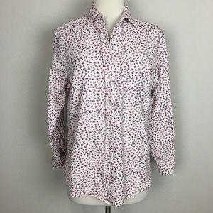 Grayson White & Red Floral Button Down Top size 2 (small )